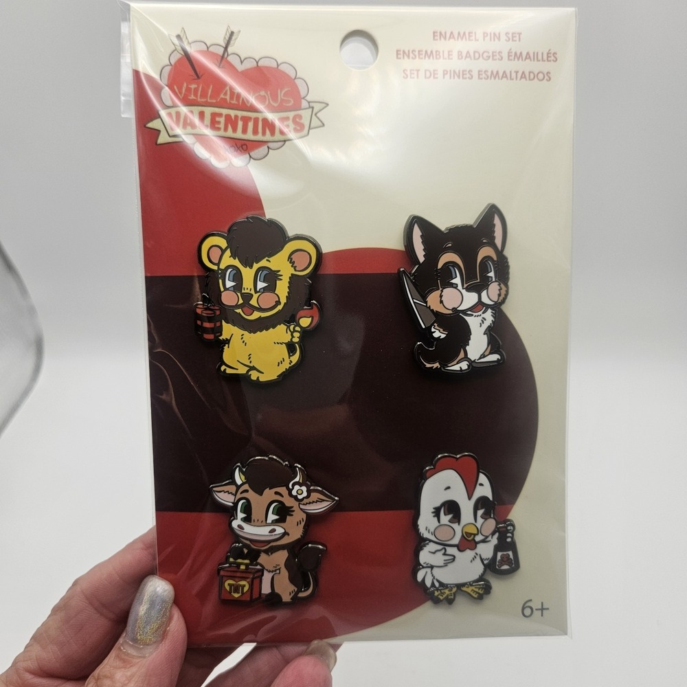 Funko Villainous Valentines Set Of 4 Enamel Pins Paca Paca Retro Style NEW